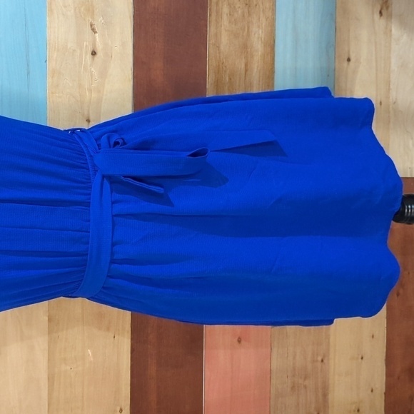 SMALL royal blue lined dress with belt - Picture 3 of 6